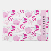 Patroon van walvissen, roze walvissen, Jouw naam