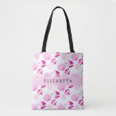 Patroon van walvissen, roze walvissen, Jouw naam Tote Bag (Voorkant)