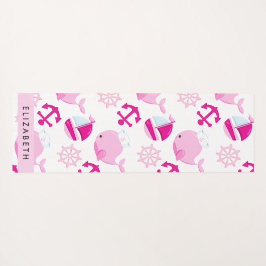 Patroon van walvissen, roze walvissen, Jouw naam Yogamat (Achterkant (horizontaal))