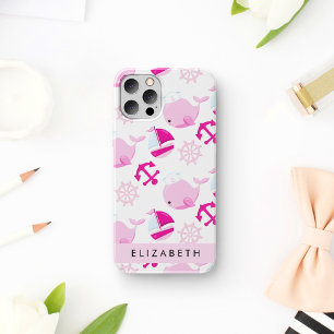 Patroon Van Walvissen, Roze Walvissen, Uw Naam iPhone 16 Hoesje