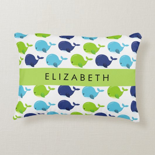 Patroon van walvissen, schattige walvissen, Jouw n Accent Kussen (Achterkant)