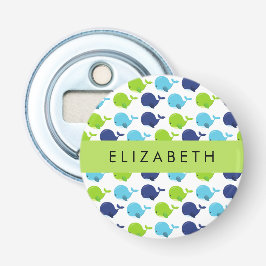 Patroon van walvissen, schattige walvissen, Jouw n Button Flesopener