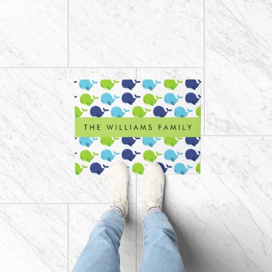 Patroon van walvissen, schattige walvissen, Jouw n Deurmat (Binnen)