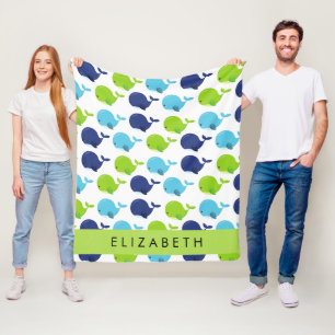 Patroon van walvissen, schattige walvissen, Jouw n Fleece Deken