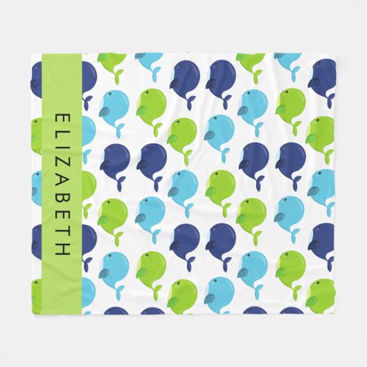 Patroon van walvissen, schattige walvissen, Jouw n Fleece Deken (Voorkant (Horizontaal))