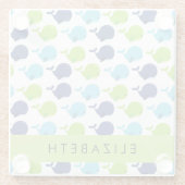 Patroon van walvissen, schattige walvissen, Jouw n Glazen Onderzetter (Achterkant)