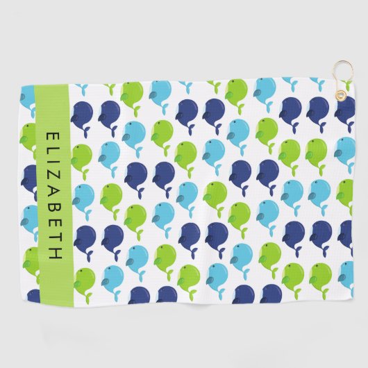 Patroon van walvissen, schattige walvissen, Jouw n Golfhanddoek (Horizontaal)