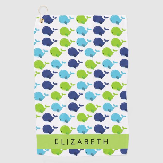 Patroon van walvissen, schattige walvissen, Jouw n Golfhanddoek (Voorkant)