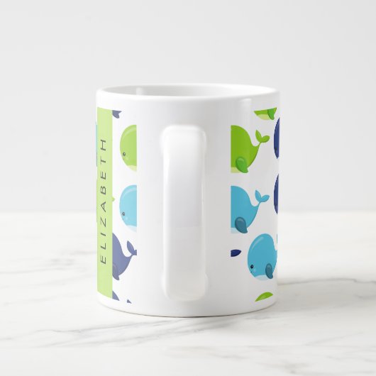 Patroon van walvissen, schattige walvissen, Jouw n Grote Koffiekop (Achterkant)