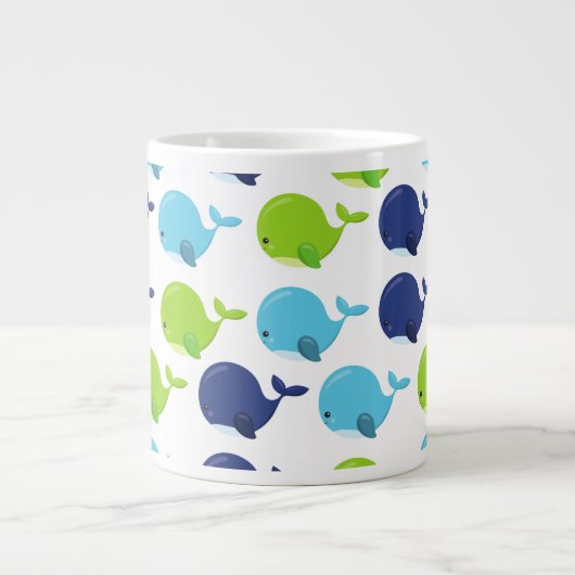Patroon van walvissen, schattige walvissen, Jouw n Grote Koffiekop (Voorkant)