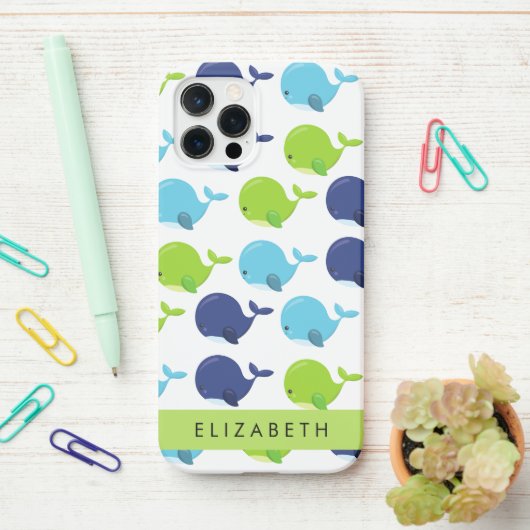Patroon van walvissen, schattige walvissen, Jouw n iPhone Hoesje (Op bureau)