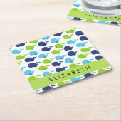 Patroon van walvissen, schattige walvissen, Jouw n Kartonnen Onderzetters (Schuin)