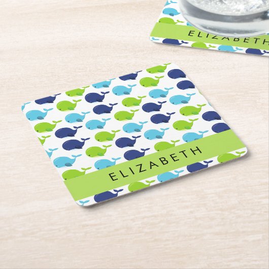 Patroon van walvissen, schattige walvissen, Jouw n Kartonnen Onderzetters (Schuin)