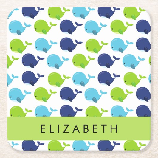 Patroon van walvissen, schattige walvissen, Jouw n Kartonnen Onderzetters (Voorkant)
