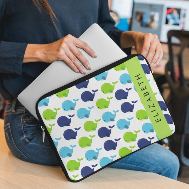 Patroon van walvissen, schattige walvissen, Jouw n Laptop Sleeve (Creator heeft geüpload)