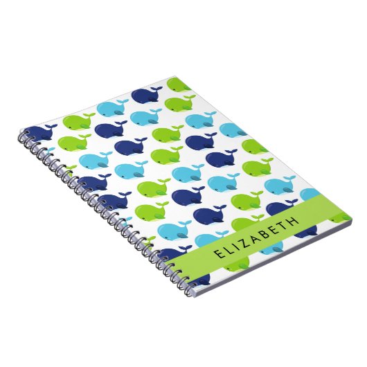 Patroon van walvissen, schattige walvissen, Jouw n Notitieboek (Rechterzijde)