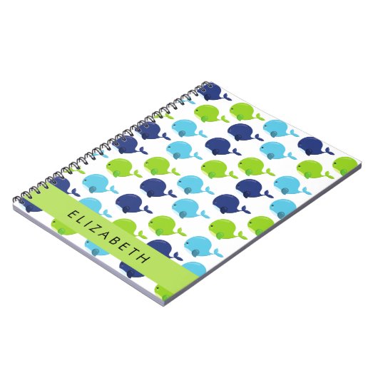 Patroon van walvissen, schattige walvissen, Jouw n Notitieboek (Linkerzijde)