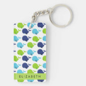 Patroon van walvissen, schattige walvissen, Jouw n Sleutelhanger (achterkant)