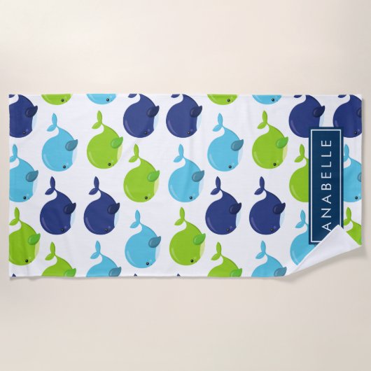 Patroon van walvissen, schattige walvissen, Jouw n Strandlaken (Voorkant)