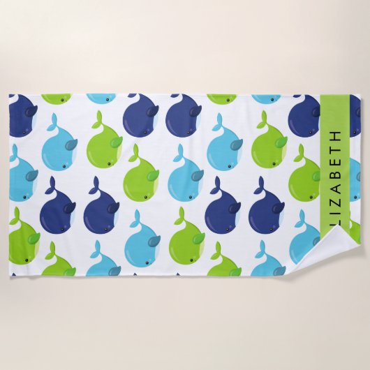 Patroon van walvissen, schattige walvissen, Jouw n Strandlaken (Voorkant)