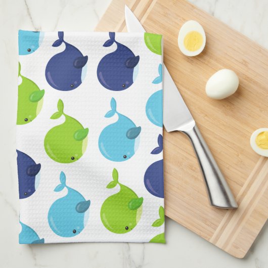 Patroon van walvissen, schattige walvissen, Jouw n Theedoek (Quarter Fold)