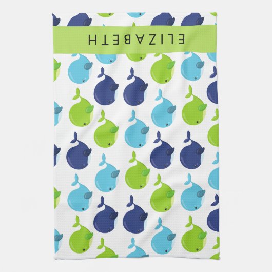 Patroon van walvissen, schattige walvissen, Jouw n Theedoek (Verticaal)