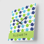 Patroon van walvissen, schattige walvissen, Jouw n Vierkante Klok (Hoek)