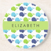 Patroon van walvissen, schattige walvissen, Jouw n Zandsteen Onderzetter (Voorkant)