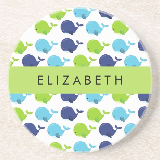 Patroon van walvissen, schattige walvissen, Jouw n Zandsteen Onderzetter (Voorkant)