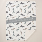 Patroon van waterverf Arctische walvissen | Monogr Sherpa Deken (Voorkant)