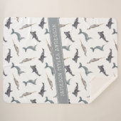 Patroon van waterverf Arctische walvissen | Monogr Sherpa Deken (Voorkant (horizontaal))