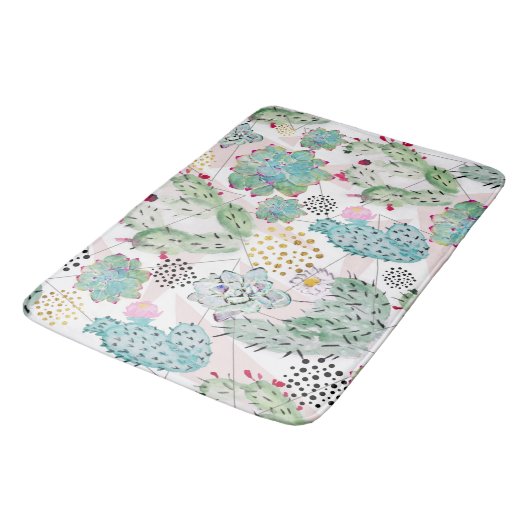 patroon van waterverf cactus en driehoeken badmat (Gekanteld)