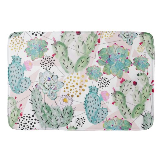 patroon van waterverf cactus en driehoeken badmat (Voorkant)