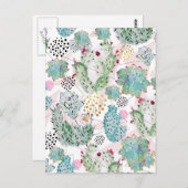 patroon van waterverf cactus en driehoeken briefkaart (Voorkant / Achterkant)