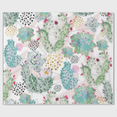 patroon van waterverf cactus en driehoeken cadeaupapier (Vlak)