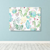 patroon van waterverf cactus en driehoeken canvas afdruk (Insitu (Houten vloer))