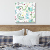patroon van waterverf cactus en driehoeken canvas afdruk (Insitu (Slaapkamer))
