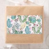 patroon van waterverf cactus en driehoeken etiket (Insitu)