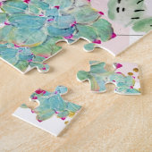 patroon van waterverf cactus en driehoeken legpuzzel (Zijkant)