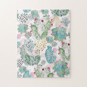 patroon van waterverf cactus en driehoeken legpuzzel (Verticaal)