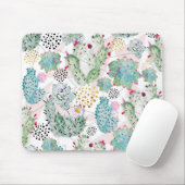 patroon van waterverf cactus en driehoeken muismat (Met muis)