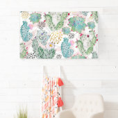 patroon van waterverf cactus en driehoeken spandoek (Insitu)