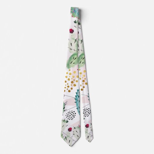 patroon van waterverf cactus en driehoeken stropdas (Voorkant)
