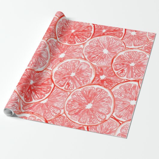 patroon van waterverf-grapefruitmoes cadeaupapier (Uitgerold)