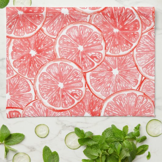 patroon van waterverf-grapefruitmoes theedoek (Gevouwen)