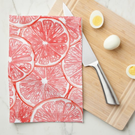 patroon van waterverf-grapefruitmoes theedoek (Quarter Fold)