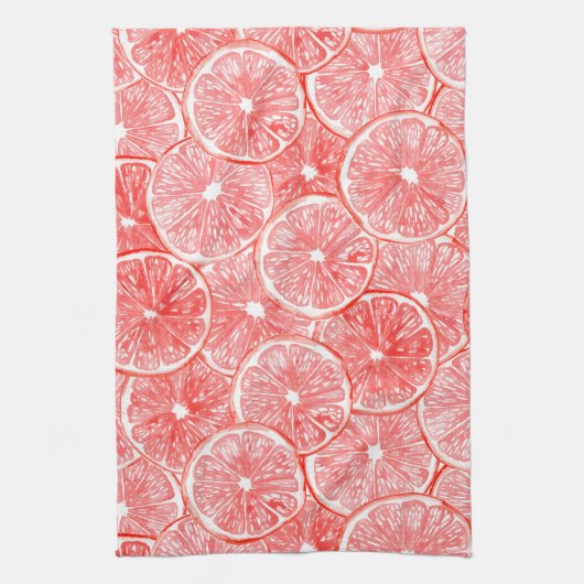 patroon van waterverf-grapefruitmoes theedoek (Verticaal)