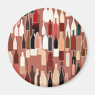 patroon van wijnflessen, grondkleuren, terracotta magneet