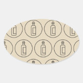 patroon van wijnflessen ovale sticker (Voorkant)