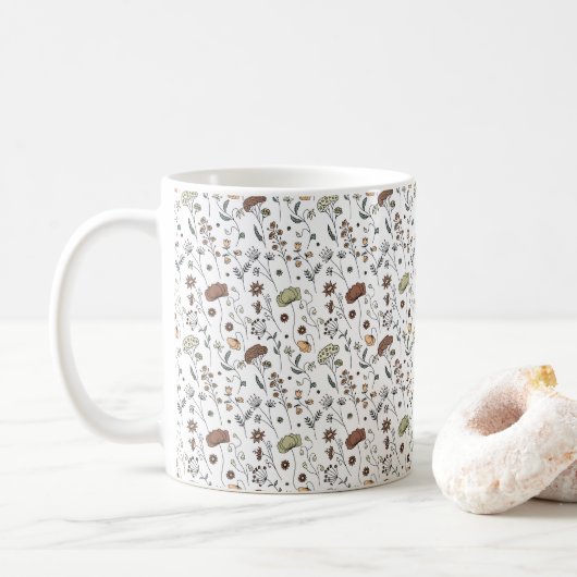 patroon van wilde bloemen koffiemok (Met donut)